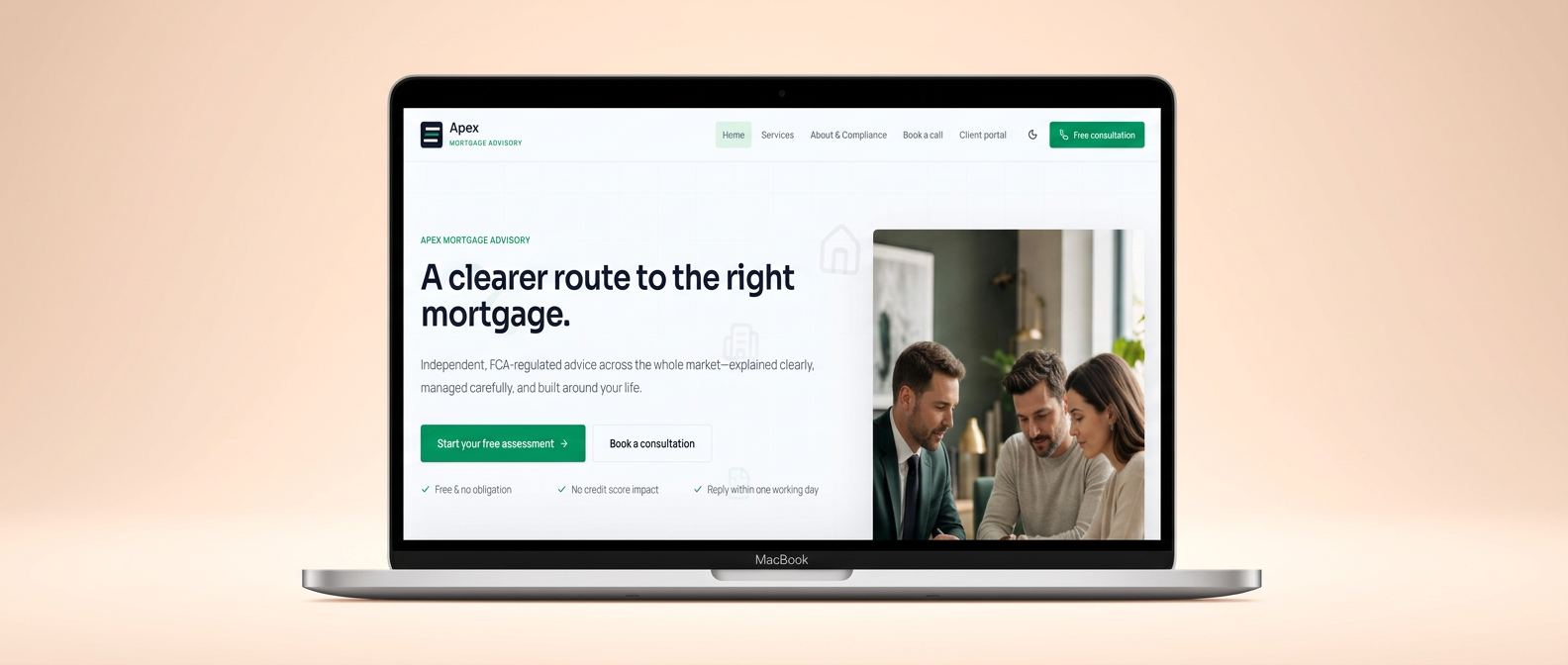 Sammar Mortgage Advisory website shown on a MacBook laptop mockup